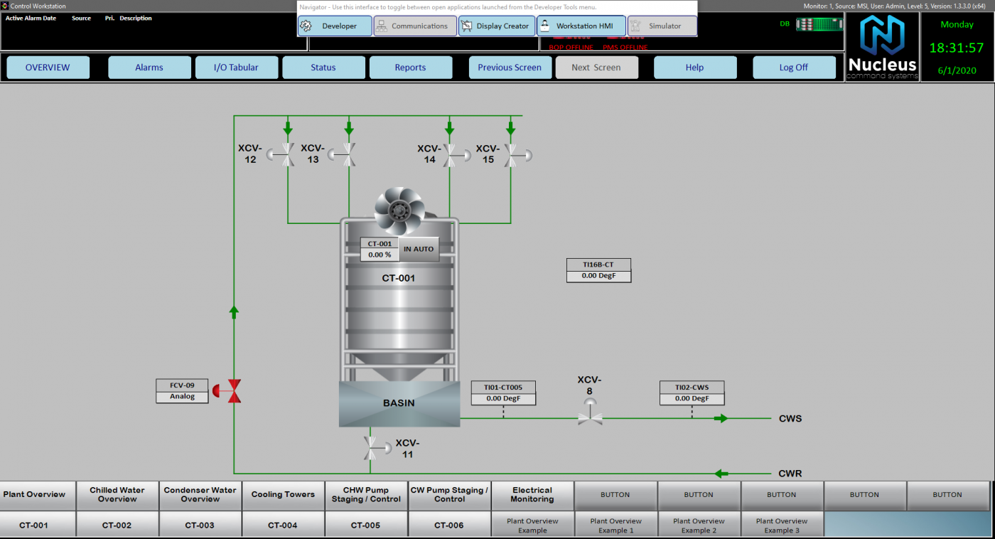 HMI SCADA screen for water treatment system