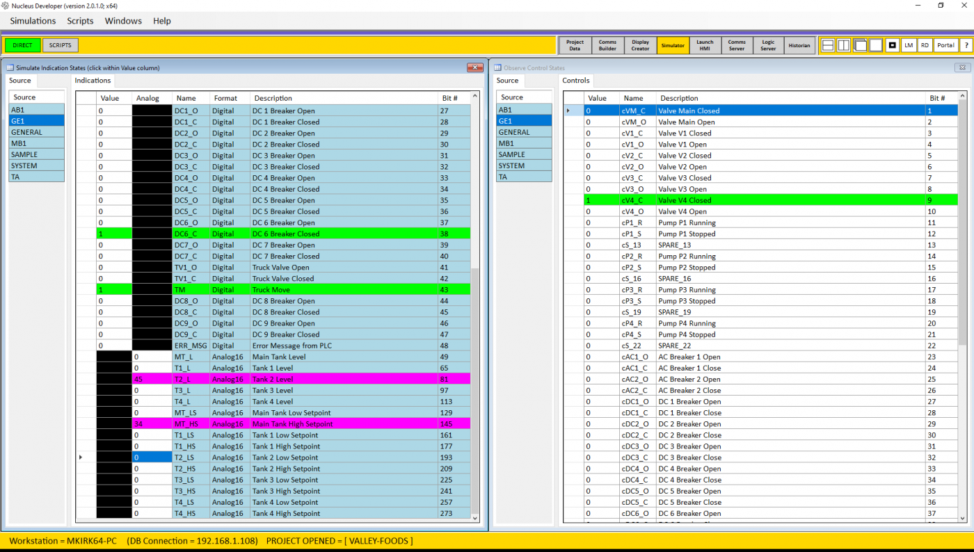 HMI of Simulation screen for SCADA system